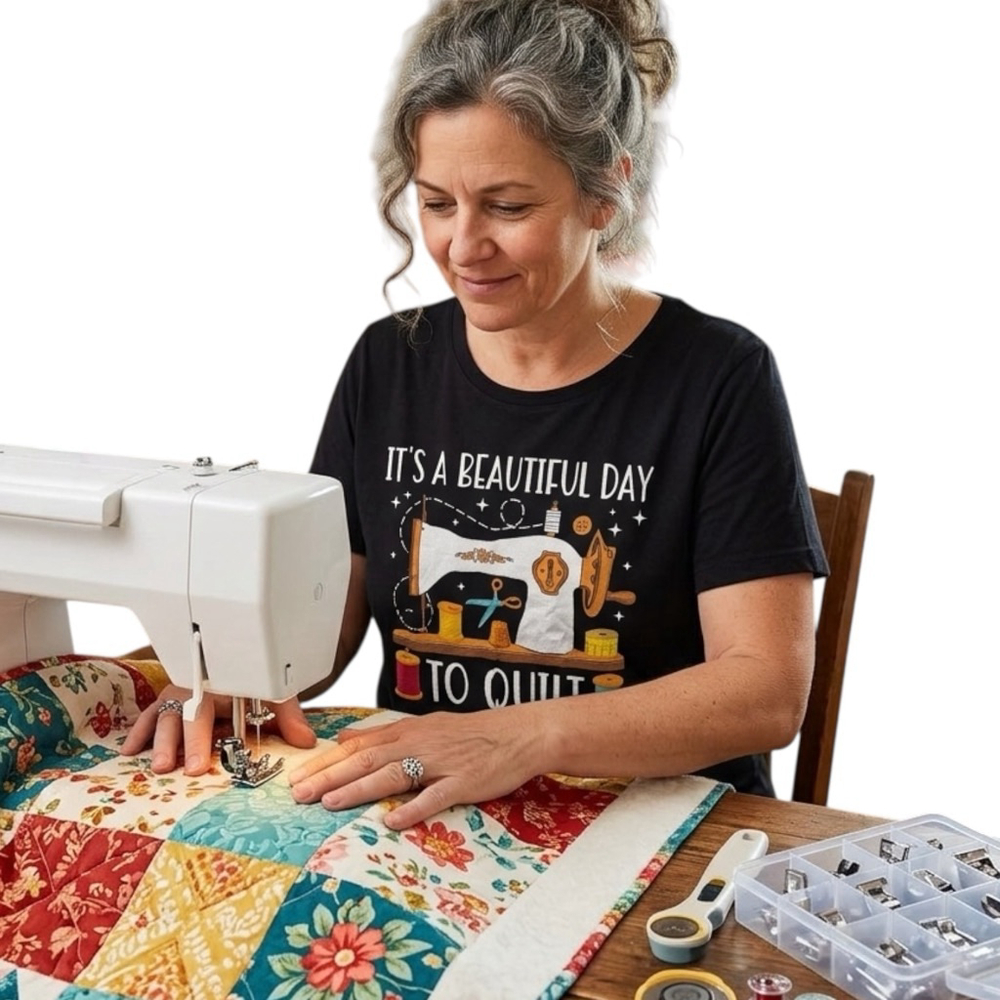 It’s a Beautiful Day to Quilt Graphic Tee 2X Black Sewing Shirt
